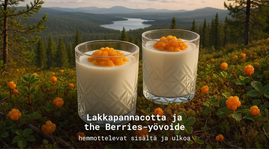 Kaksi lakkapannacottaa pohjoisen metsissä lakkasuolla.